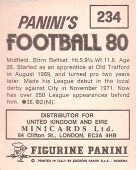 1979-80 Panini Football 80 (UK) #234 Sammy McIlroy Back