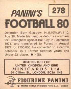 1979-80 Panini Football 80 (UK) #278 Kenny Burns Back