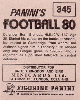 1979-80 Panini Football 80 (UK) #345 Brendon Batson Back