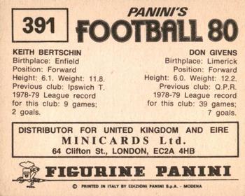 1979-80 Panini Football 80 (UK) #391 Don Givens / Keith Bertschin Back