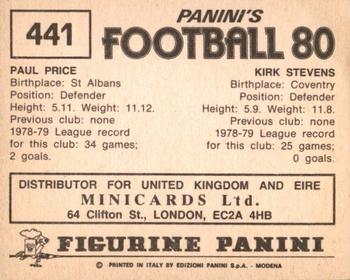 1979-80 Panini Football 80 (UK) #441 Kirk Stevens / Paul Price Back