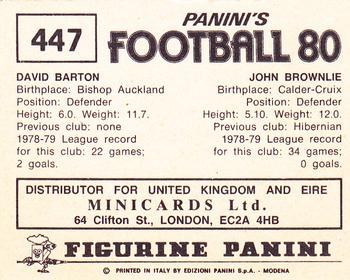 1979-80 Panini Football 80 (UK) #447 John Brownlie / David Barton Back