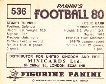 1979-80 Panini Football 80 (UK) #536 Leslie Barr / Stuart Turnbull Back