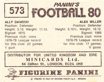 1979-80 Panini Football 80 (UK) #573 Alex Miller / Ally Dawson Back