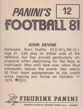 1980-81 Panini Football 81 (UK) #12 John Devine Back