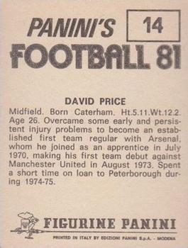 1980-81 Panini Football (UK) #14 David Price Back