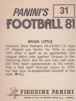 1980-81 Panini Football (UK) #31 Brian Little Back