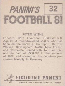 1980-81 Panini Football 81 (UK) #32 Peter Withe Back