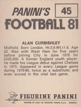 1980-81 Panini Football 81 (UK) #45 Alan Curbishley Back