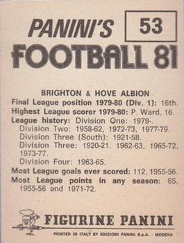 1980-81 Panini Football 81 (UK) #53 Team Photo Back