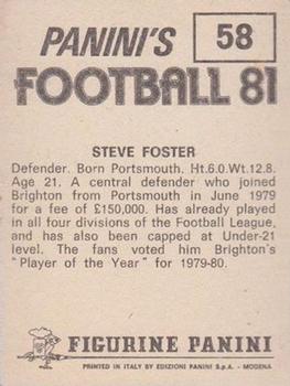1980-81 Panini Football 81 (UK) #58 Steve Foster Back