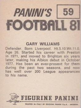 1980-81 Panini Football 81 (UK) #59 Gary Williams Back
