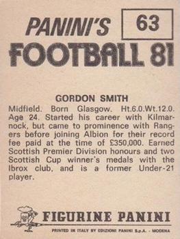 1980-81 Panini Football 81 (UK) #63 Gordon Smith Back