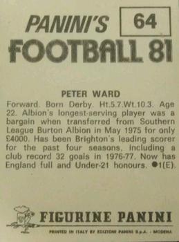 1980-81 Panini Football 81 (UK) #64 Peter Ward Back