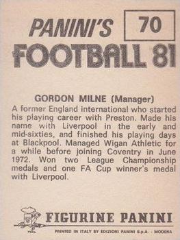 1980-81 Panini Football 81 (UK) #70 Gordon Milne Back