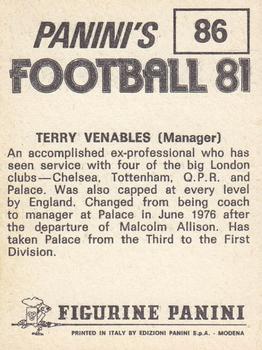 1980-81 Panini Football 81 (UK) #86 Terry Venables Back