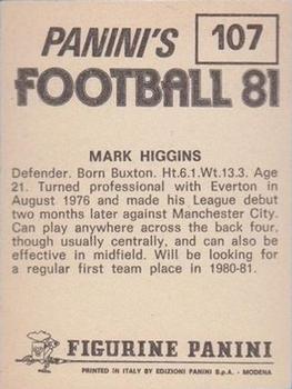 1980-81 Panini Football (UK) #107 Mark Higgins Back