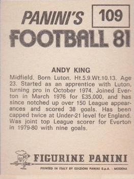 1980-81 Panini Football (UK) #109 Andy King Back