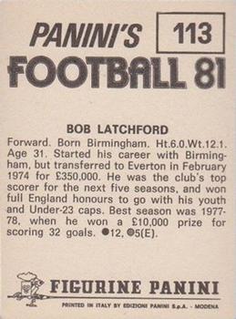 1980-81 Panini Football 81 (UK) #113 Bob Latchford Back