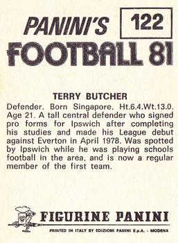 1980-81 Panini Football 81 (UK) #122 Terry Butcher Back