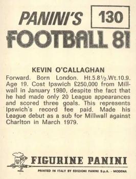 1980-81 Panini Football (UK) #130 Kevin O'Callaghan Back