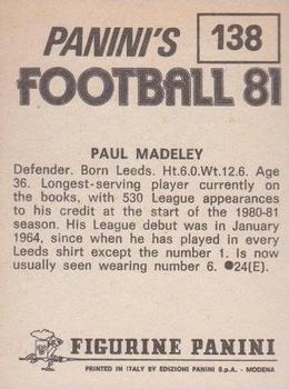 1980-81 Panini Football 81 (UK) #138 Paul Madeley Back