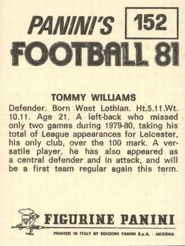 1980-81 Panini Football 81 (UK) #152 Tommy Williams Back