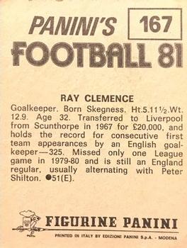 1980-81 Panini Football 81 (UK) #167 Ray Clemence Back