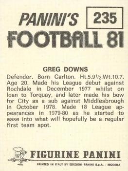 1980-81 Panini Football 81 (UK) #235 Greg Downs Back