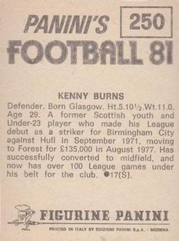 1980-81 Panini Football (UK) #250 Kenny Burns Back