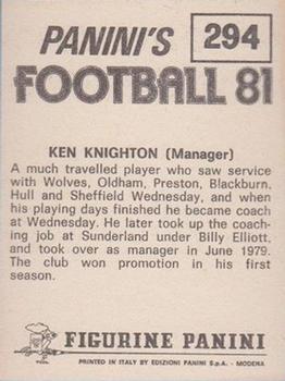 1980-81 Panini Football 81 (UK) #294 Ken Knighton Back