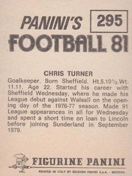 1980-81 Panini Football 81 (UK) #295 Chris Turner Back