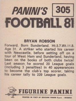 1980-81 Panini Football (UK) #305 Bryan Robson Back