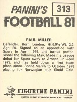1980-81 Panini Football (UK) #313 Paul Miller Back