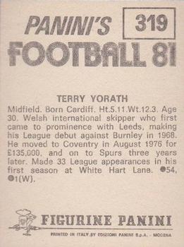 1980-81 Panini Football (UK) #319 Terry Yorath Back