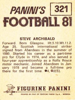 1980-81 Panini Football (UK) #321 Steve Archibald Back