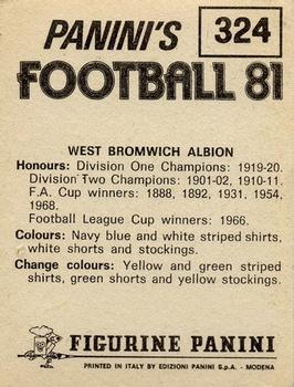 1980-81 Panini Football (UK) #324 Team Photo Back