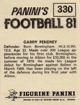 1980-81 Panini Football 81 (UK) #330 Garry Pendrey Back