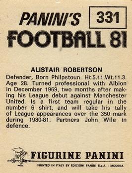 1980-81 Panini Football 81 (UK) #331 Alistair Robertson Back