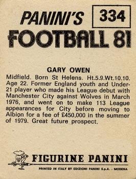 1980-81 Panini Football (UK) #334 Gary Owen Back
