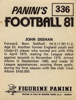 1980-81 Panini Football 81 (UK) #336 John Deehan Back