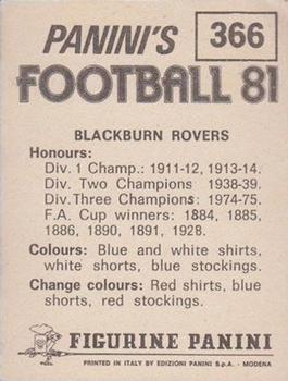 1980-81 Panini Football 81 (UK) #366 Team Photo Back