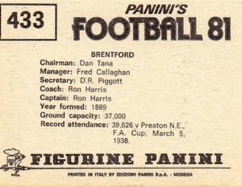 1980-81 Panini Football 81 (UK) #433 Team Photo Back