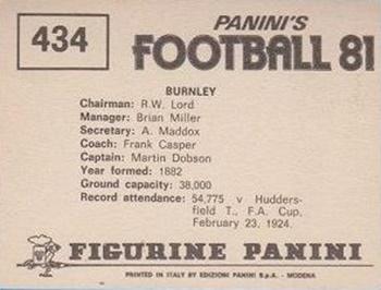 1980-81 Panini Football 81 (UK) #434 Team Photo Back