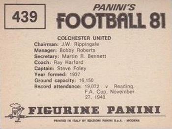 1980-81 Panini Football (UK) #439 Team Photo Back