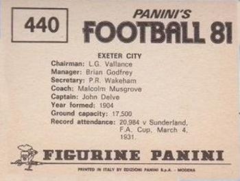 1980-81 Panini Football 81 (UK) #440 Team Photo Back