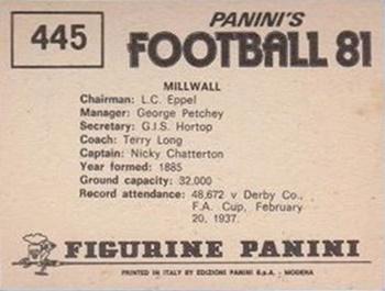 1980-81 Panini Football (UK) #445 Team Photo Back
