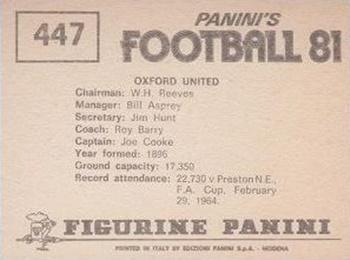 1980-81 Panini Football (UK) #447 Team Photo Back