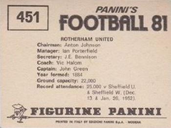 1980-81 Panini Football (UK) #451 Team Photo Back