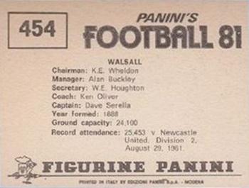 1980-81 Panini Football 81 (UK) #454 Team Photo Back